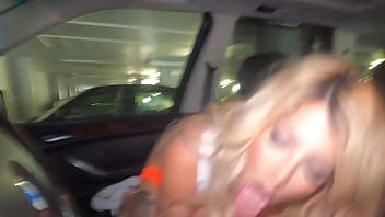 Tattooed Titties Waitress Sucks Fuck-stick in Car for Ample Peak