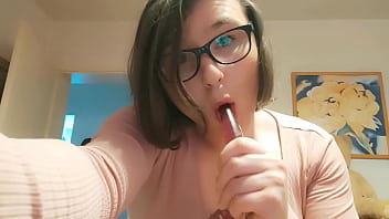 Teenage First-timer She-male Anallisa alone at home - she deepthroats dildo, eat her jizz and smashes her honeypot with while looking uber-cute and loud all over the house - shes wearing boy spunk-pump cell and uses some of her other fucktoys