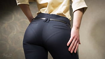 Brilliant Ass Asian In Cock-squeezing Work Trousers Teases Obvious G-string Line