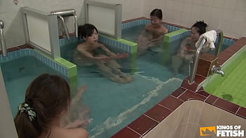 Chinese honeys take a shower and get fingerblasted by a freak boy