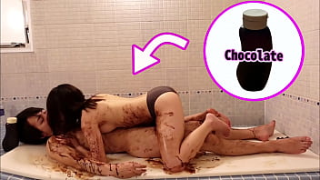 Chocolate sleek hook-up in the shower on valentine's day - Asian youthful couple's real orgasm