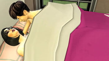 Japanese Step-mom and virgin step-son share the same bed at the hotel room on a business tour