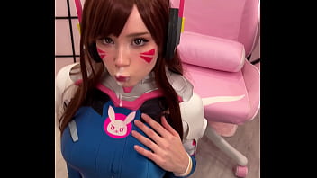 Tiktoker Female Cosplay D.Va from Overwatch and Bj's Trunk till Facial jizz shot