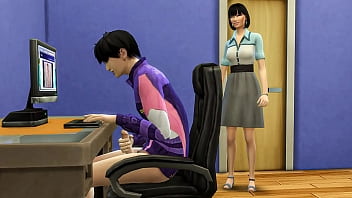 Japanese step mom catches her stepson tugging in front of the computer seeing porno movies and then helps him have hook-up with her for the highly first-ever time - Korean step-mother