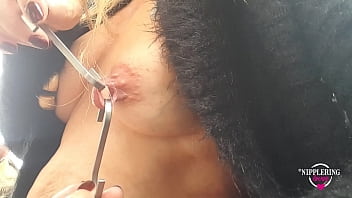 Nippleringlover scorching mommy outdoor nipple spreading extreme nipple piercings with hooks